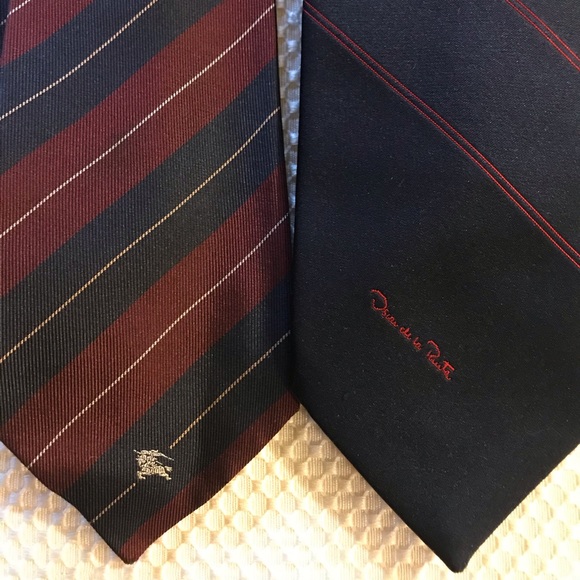 Two Vintage Luxury Ties - Burberry, de la Renta - Picture 1 of 2